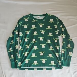 Hanna Andersson Adult Star Wars Yoda Pajama Long Sleeve Shirt Size Large